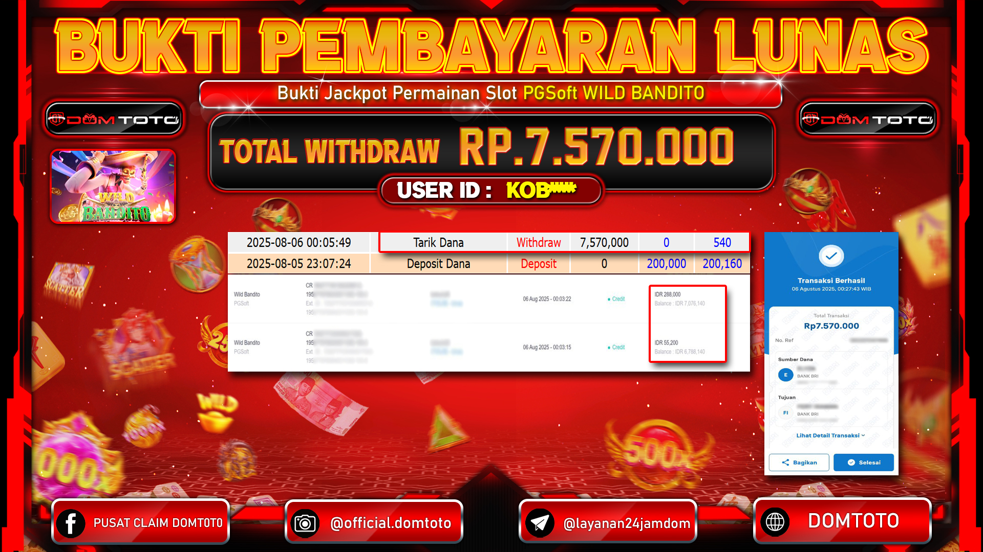 JACKPOT SLOT MAHJONG WILD BANDITO 06 AGUSTUS  2025
